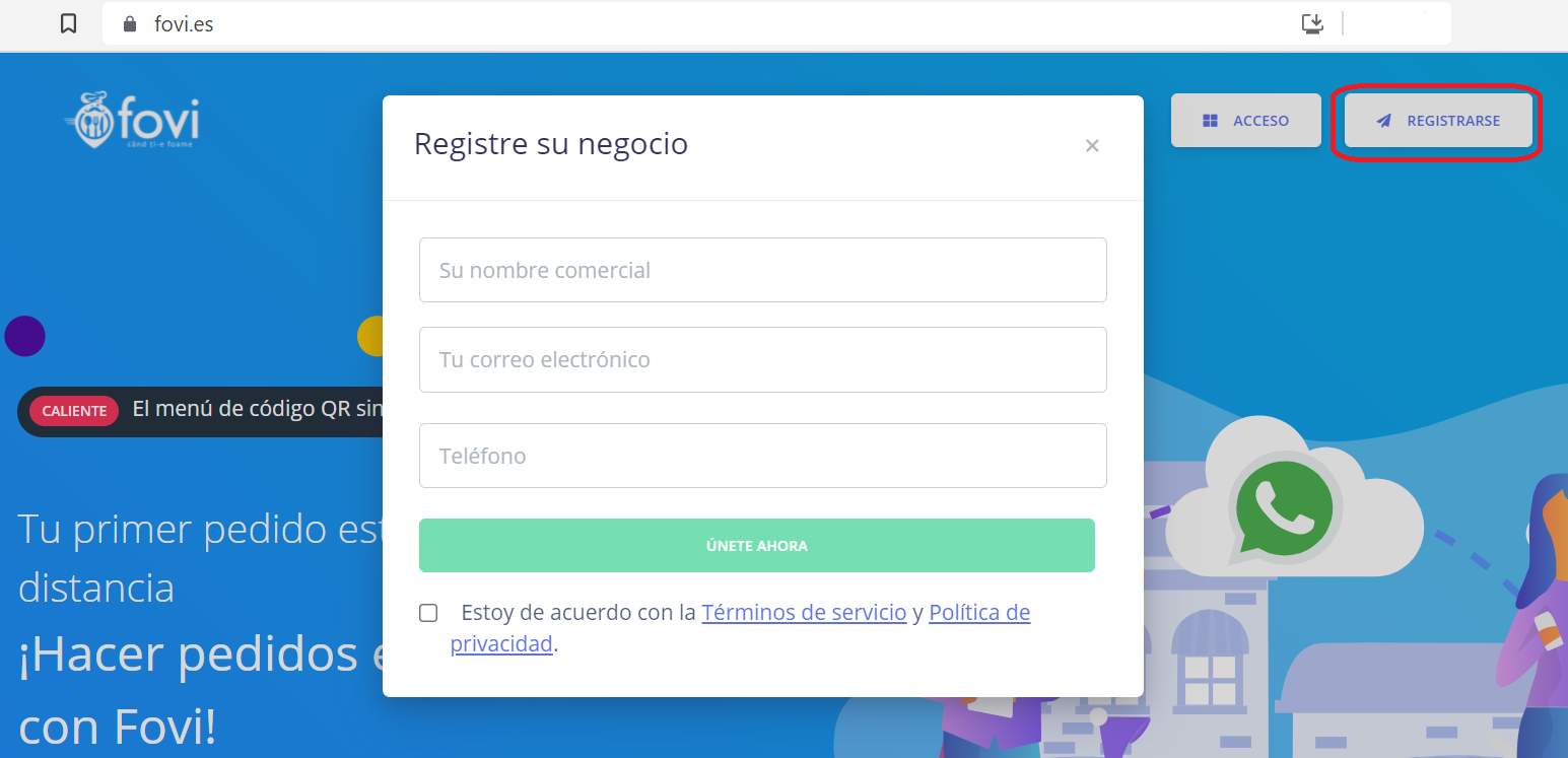 Registrarse Negocio